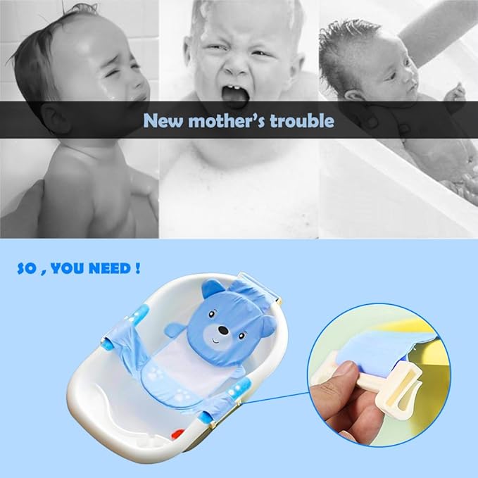 Topwon Baby Bath Seat Non-Slip Newborn Baby Bathtub Support Seat, Adjustable Versatile, Keep Baby Safe, Blue