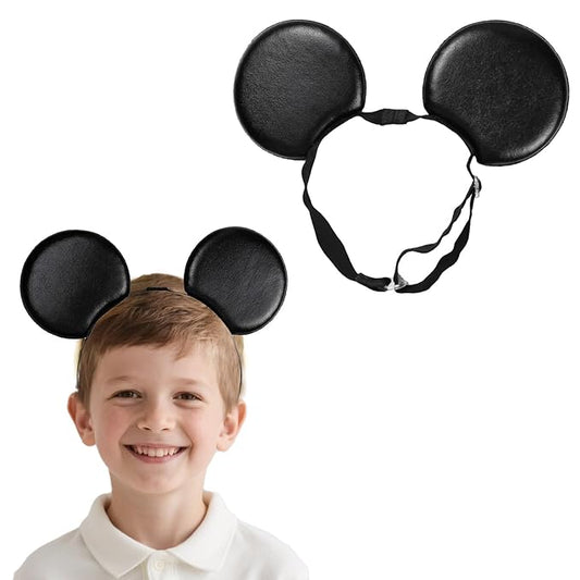 Adjustable Mouse Ears Headband, PU Ears Elastic Hairband for Unisex Kids Baby Boys Girls Kid Party Supplies
