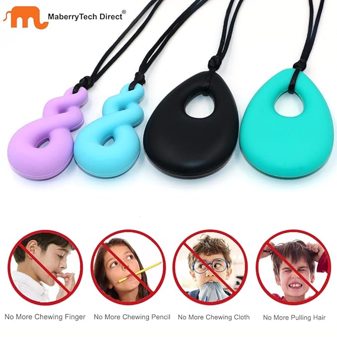 Chewy Necklace Sensory Toys for Kids with Autism, 10 Pack