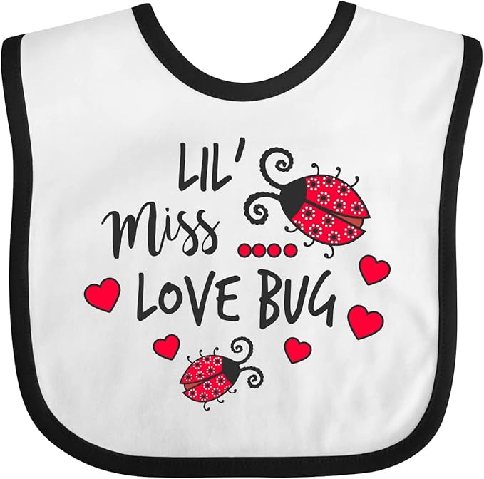 inktastic Lil Miss Love Bug with Lady Bug and Hearts Baby Bib