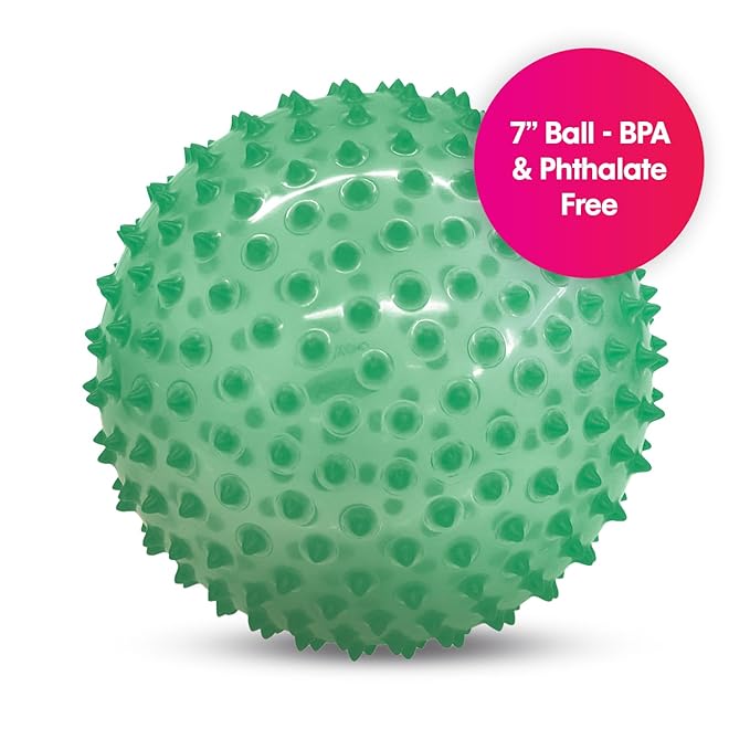 Edushape The Original Sensory Ball for Baby - 7" Transparent Green Color Baby Ball that Helps Enhance Gross Motor Skills for Kids Aged 6 Months & Up - Vibrant, Colorful & Unique Toddler Ball