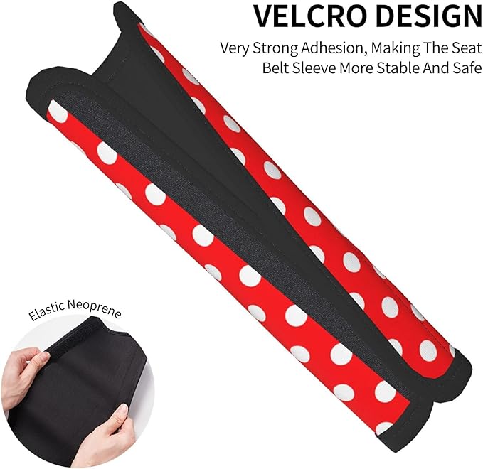 Red White Polka Dot Seat Belt Cover Fits Cars Trucks SUV Sedans Air Permeability Car Seatbelt Strap Cover, Auto Interior Accessories Protector