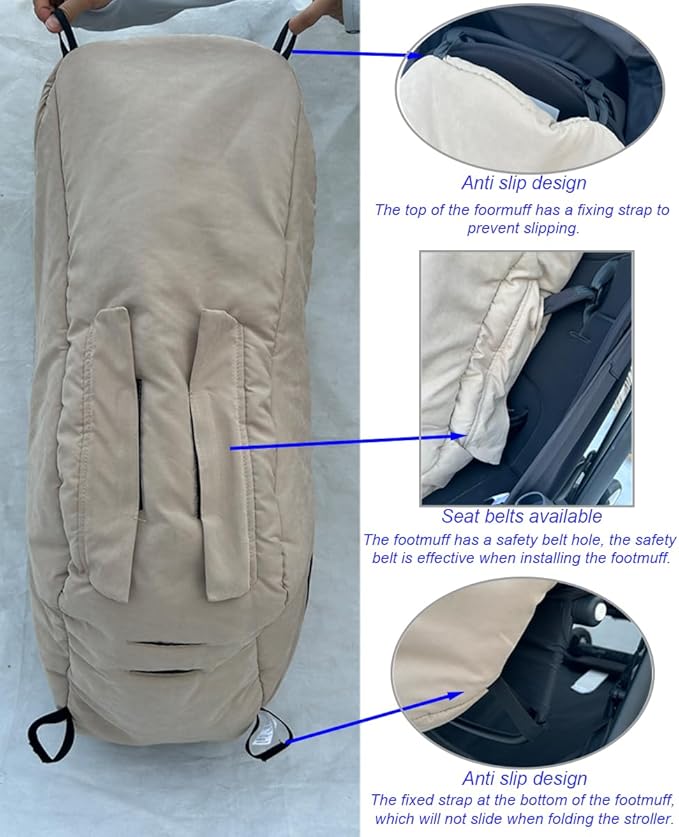 universal Stroller accessories winter footmuff compatible with Bugaboo Butterfly stroller, warm socks for Bugaboo Bee stroller, rainproof fabric (Camel color)