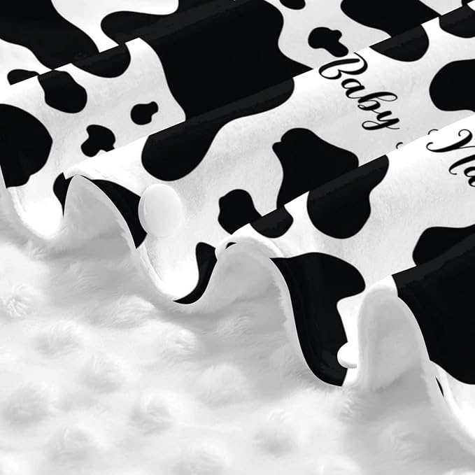 Personalized Cow Markings Baby Infant Car Seats Canopy for Babies with Name, Custom Lightweight Covers for Baby Boys Girls, Minky Nursing Breastfeeding Stroller Cover for Newborn