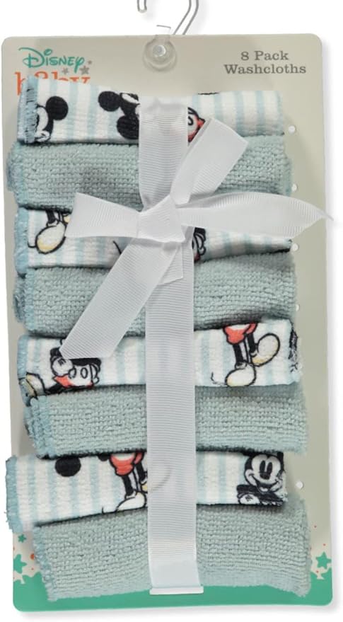 Disney Baby Big Boys' 8-Pack Mickey Mouse Washcloths Set - White/Multi, one Size