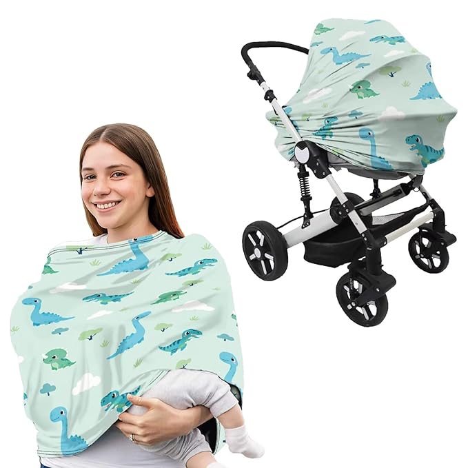Cute Carseat Canopy for Babies Soft Breastfeeding Nursing Pillow Slipcovers Breathable Fits Snug On Infant 2PCS Baby Feeding Essentials