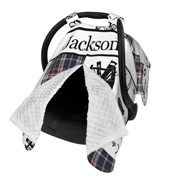 Personalized Baby Car Seat Canopy for Babies, Custom Name Car Seat Covers for Baby Boy, Opening Minky Nursing Breastfeeding Cover for Infant, Carseat Canopies for Newborn (Mechanic)