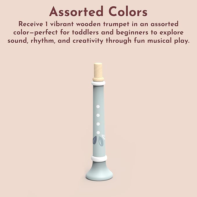SPEEDY MONKEY Kids Wooden Trumpet for Kids | FSC Certified Piccolo Flute Musical Toy for Toddlers, Bugle Speaker Trumpet for Girls, Boys | Pretend Play Percussion Instruments (Color May Vary)