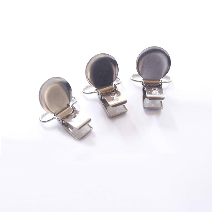 1" Pacifier Suspender Clips, Pacifier Clips with Plastic Teeth Insert to Protect Fabric Perfect for Crafts Making Pacifier Holders/Bib/Dummy Holder Clip Silver (10pcs)