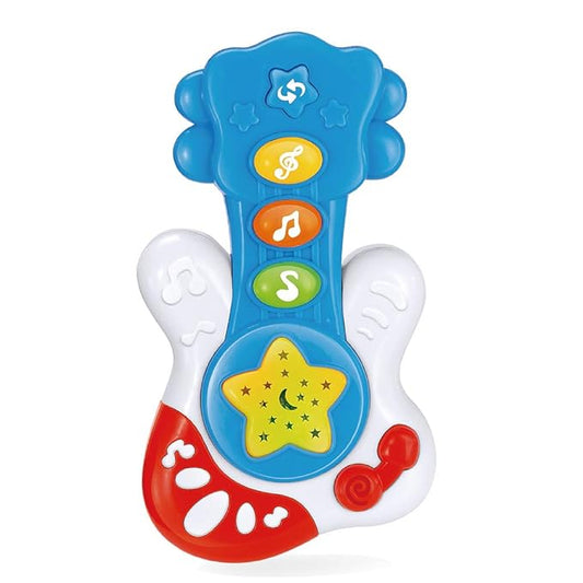 WEofferwhatYOUwant Baby Musical Guitar – First Instrument for Babies 6+ Months with Lights, Sound Effects, 3 Play Modes, BPA-Free, Batteries Included, Travel Ready, Ideal Gift for Toddlers