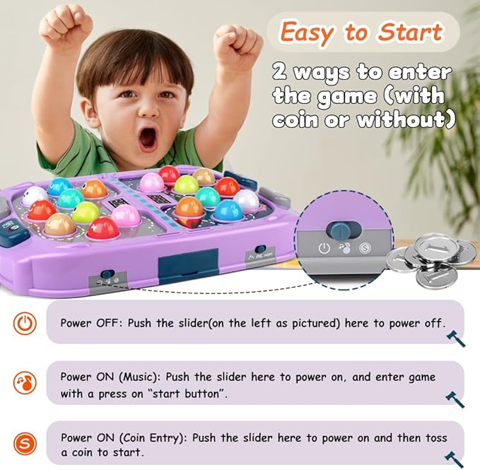 Whack Game Mole for Kids, Toys for 3 4 5 6 7 8+ Year Old Girls Boys, Pounding Toddler Toys for Age 3-8, Birthday Gifts for Girls Age 3 4 5 6 7 8 Years Old, Interactive Toys with 3 Modes, Music, Light