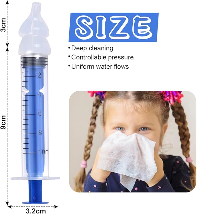 Nasal Irrigator for Baby Portable Infant Nose Cleaner Rinsing Device with Cleanable Reusable Silicone Nasal Suction Tips Nasal Hygiene 2Pcs