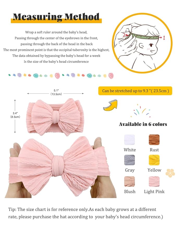 Rust Nylon Baby Headbands Bows, Stretchy Gray Infant Headband Bows for Baby Girls Head Wraps Newborn Toddler Unisex (03H-11)