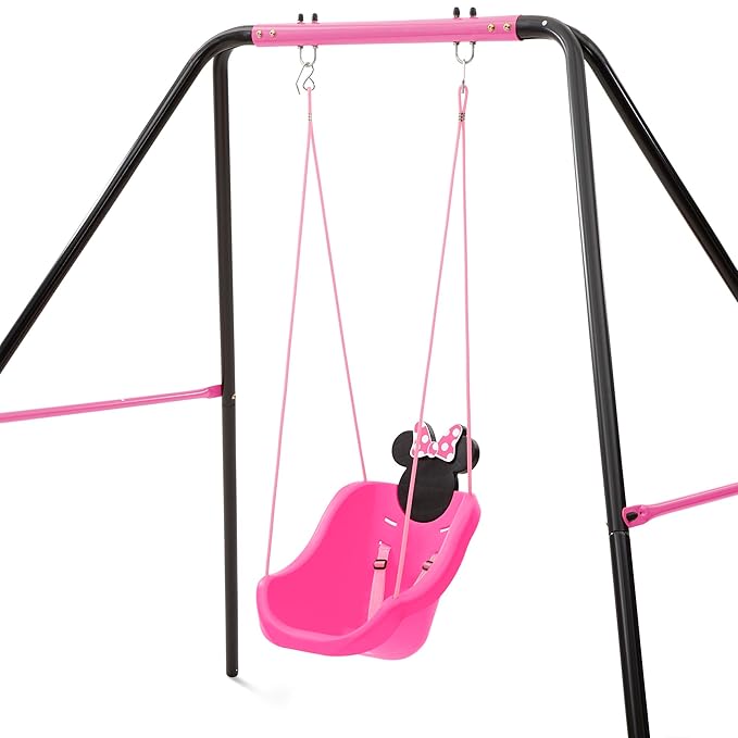 Disney Minnie Mouse 2-in-1 Outdoor Swing by Delta Children – for Babies and Toddlers – Full Bucket Seat