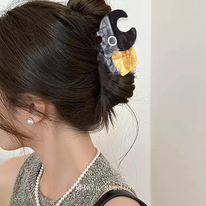 2 PCS Rhinoceros Beetle Hair Clip Fantasy Hair Claw Clip Acetate Barrettes for Thick & Thin Hair Medium Hair Clips Funny Animal Non-Slip Headdress Strong Hold Hair Accessories for Women & Girls