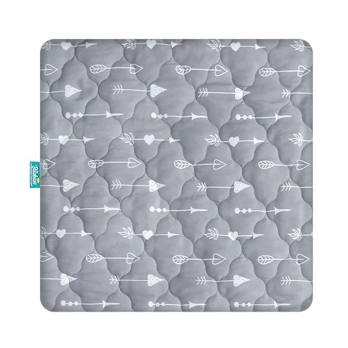 Playard Mattress Cover -for Square Play Yard, Perfect for New Room2 / TotBloc Portable Playard, Waterproof, Ultra Soft, Fitted Playpen Mattress Cover, Grey