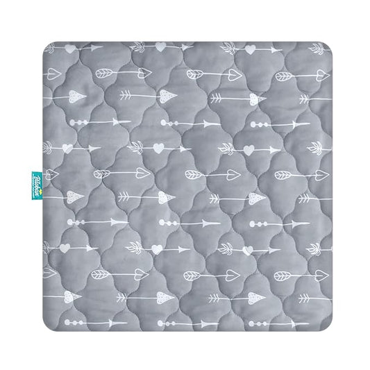 Playard Mattress Cover -for Square Play Yard, Perfect for New Room2 / TotBloc Portable Playard, Waterproof, Ultra Soft, Fitted Playpen Mattress Cover, Grey