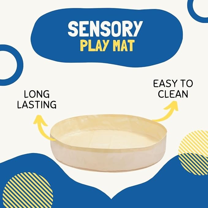 BLUETREE Sensory and Messy Play Mat for Toddlers, Infants and Kids, Safe, Waterproof, Double-Sided and Durable, Play Yard 51"x51"x7.9" Ivory and Gray