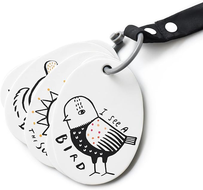 Wee Gallery Stroller Cards - I See On a Walk - Identification Travel Activity for Babies and Toddlers, with Snap on Strap for Walks, Car Seat, Bag, Stroller