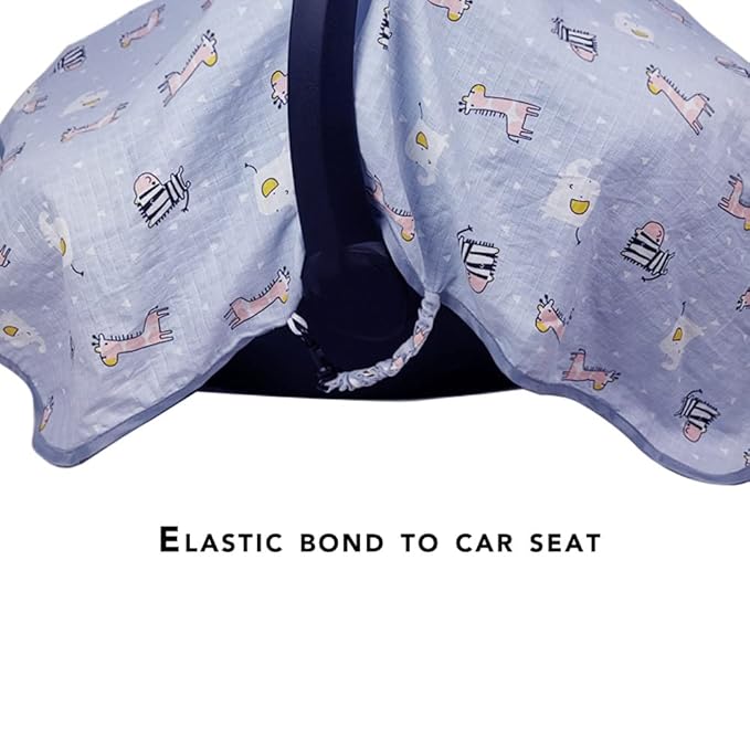 ICOPUCA Car seat Covers for Babies, kick-Proof carseat Cover Girls/boy, carseat Canopy of Light Weight Muslin, Breathable, fit Summer/Autumn/Spring, Animal Giraffe/Zebra/Elephant;