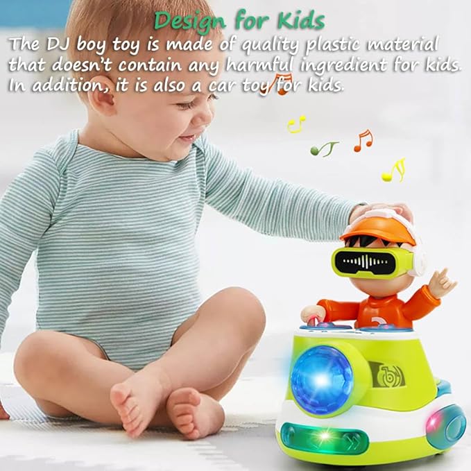 Miracland DJ Dancing Toy, DJ Musical Toy for Toddlers Scratch DJing Boy Dancing with Dynamic Music and Colorful Lights (Green)