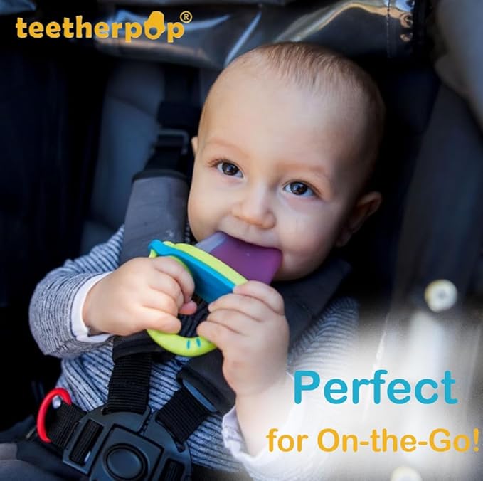 Teetherpop Fillable Freezable Teethers for Babies - Breastmilk Teether with Spill-Proof Sippy Slits – Teething Popsicle for Baby, Liquids & Purées, Cooling Teething Relief Feeder Pacifier - Pink Set