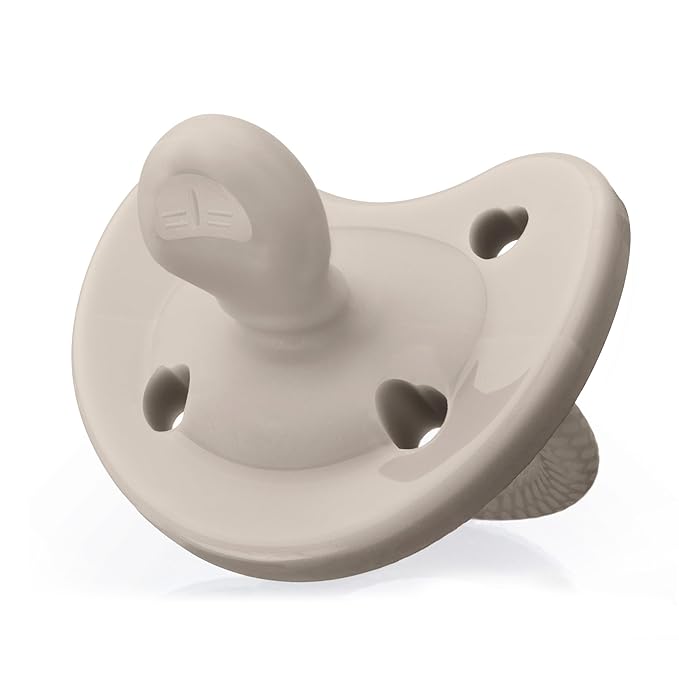 Chicco PhysioForma Luxe Orthodontic Pacifier for Babies 6-16 Months, One-Piece 100% Soft Silicone, Supports Breathing, Textured Shield & Handle, Sterilizing Case, BPA Free, 2-Pack, Grey