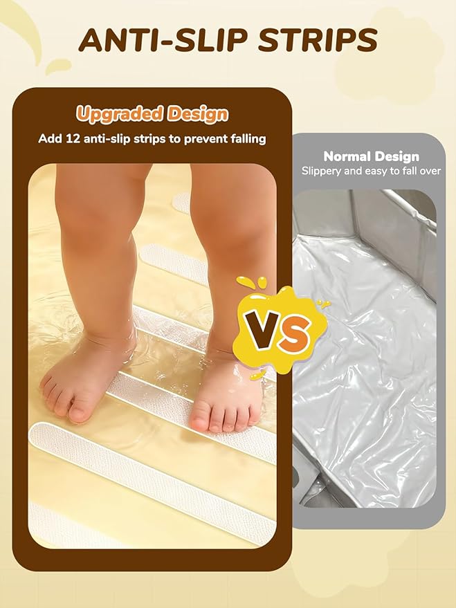 VBABY Collapsible Baby Bathtub, Portable Toddler Bathtub with 2 Drain Holes, Foldable Baby Tubs for Infants to Toddler, Travel Baby Tubs, Easy to Clean, Yellow