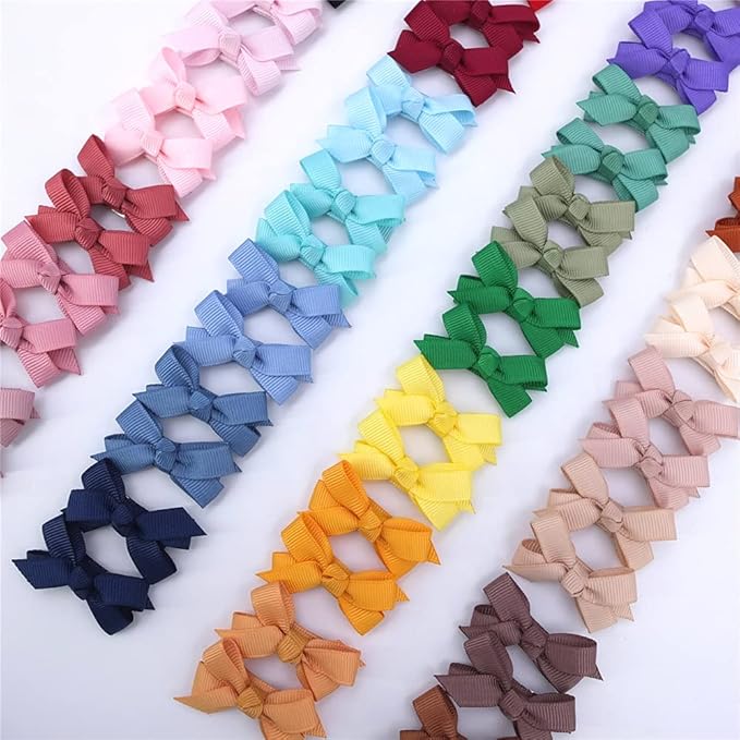 Boutique Baby Hair Clips in Fringe Bangs Toddler Tiny Hair Bow Snap Clips Infant Baby Girls Kids Hair Bows (8 Pairs)