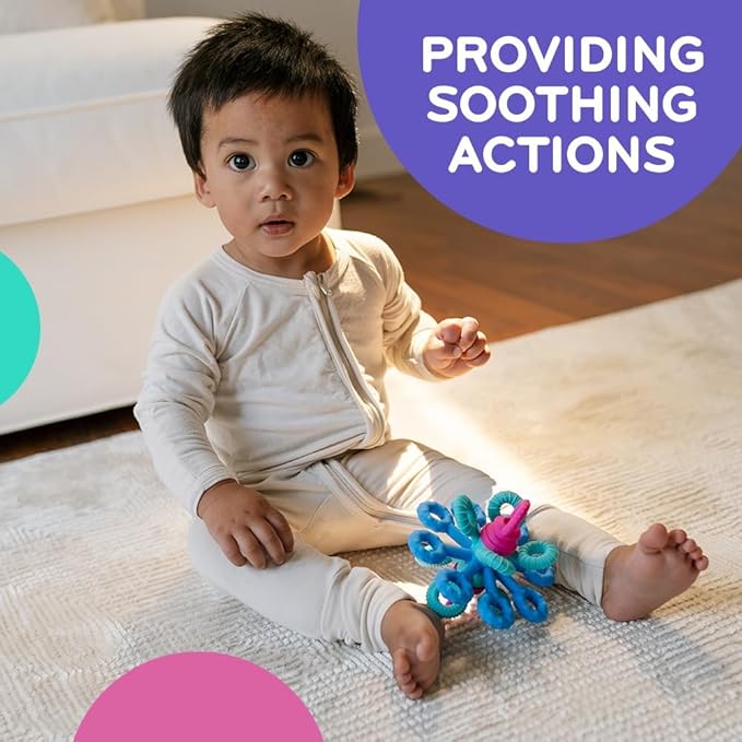 Mobi Games Okee Baby Sensory Ball, Twist, Pull, Push & Chew Baby Sensory Toys for Babies 0+ Months, Food-Grade Silicone, Bright Colorful Textures, Motor Skill Development Balls