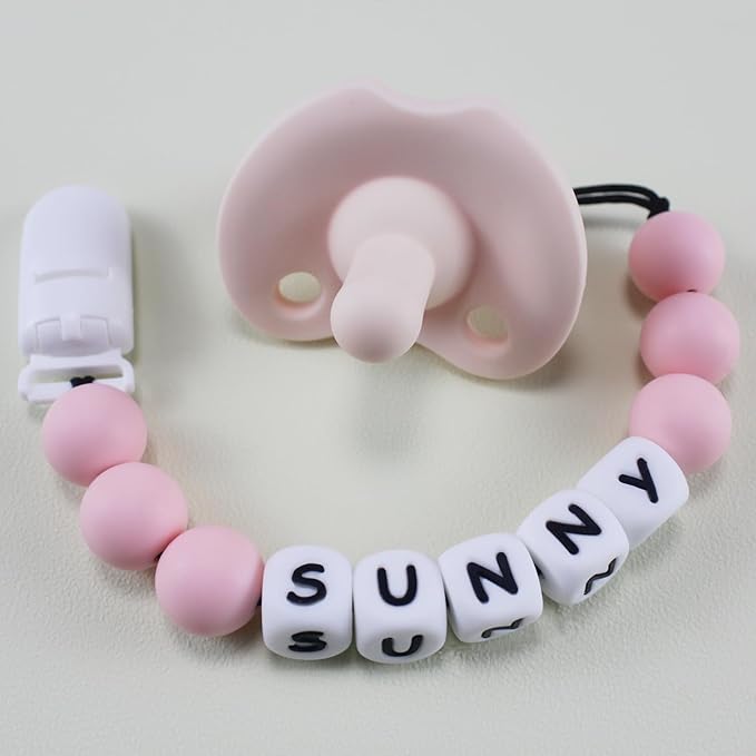 Personalized Pacifier Clip with Name, Customized Pacifier Holder Clip for Baby, Fit All Pacifiers