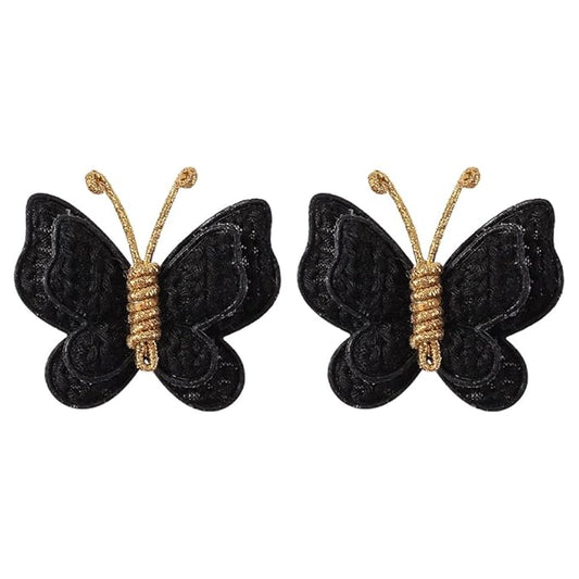 Pack of 2 hair bows girls. Kids’Fashionable Artificial Butterfly Hair Clips (Black)