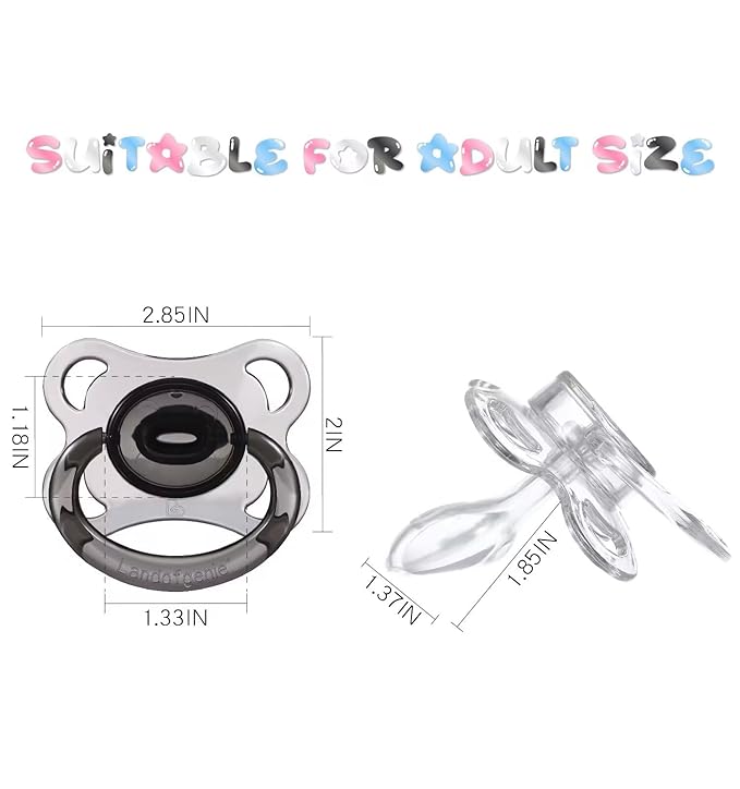 Landofgenie Large Shield Adult Size Pacifiers Set Moon Shape Transparent Design Pacifier White
