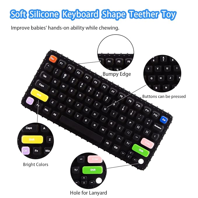 Baby Keyboard Teething Toys for Babies 0-3, 0-6, 6-12 Months | Soft Silicone Keyboard Teethers Toys | Baby Fidget Toys 0-6 Months | Infant Teether Pacifier for Breastfeeding Baby Boy Girl