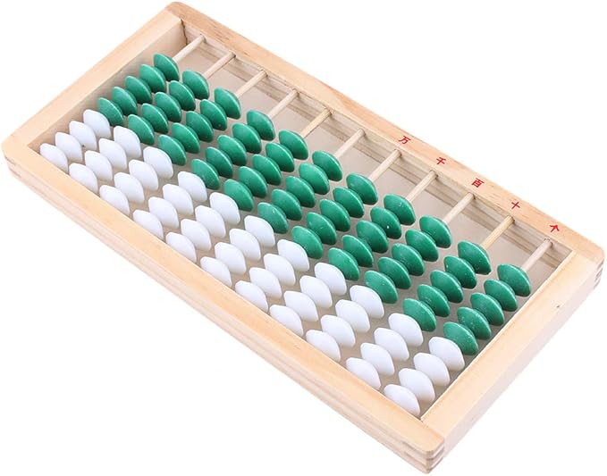 9-Bead 11 Column Abacus Counting Frame for Kids Math Education Wooden Framed Green White Color