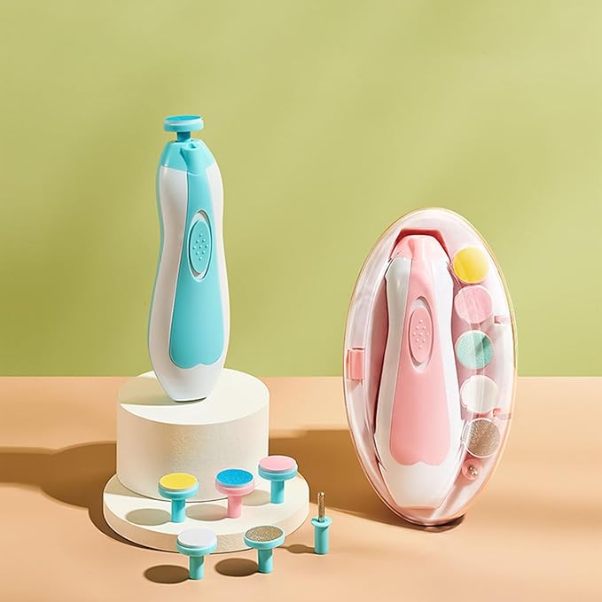 Baby Electric Nail Trimmer, LED Baby Nail File Electric Nail Trimmer Manicure Set Toes Fingernails Care Trim Polish Kit for Toddlers Kids Newborn (Light Pink)