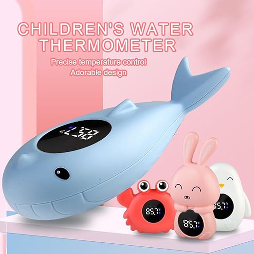 Baby Bath Thermometer, Digital Tube Floating Thermometer, Temp Warning Water Temperature Thermometer, Cute Cartoon Water Temperature Monitoring for Newborns, Infants (Penguin White)