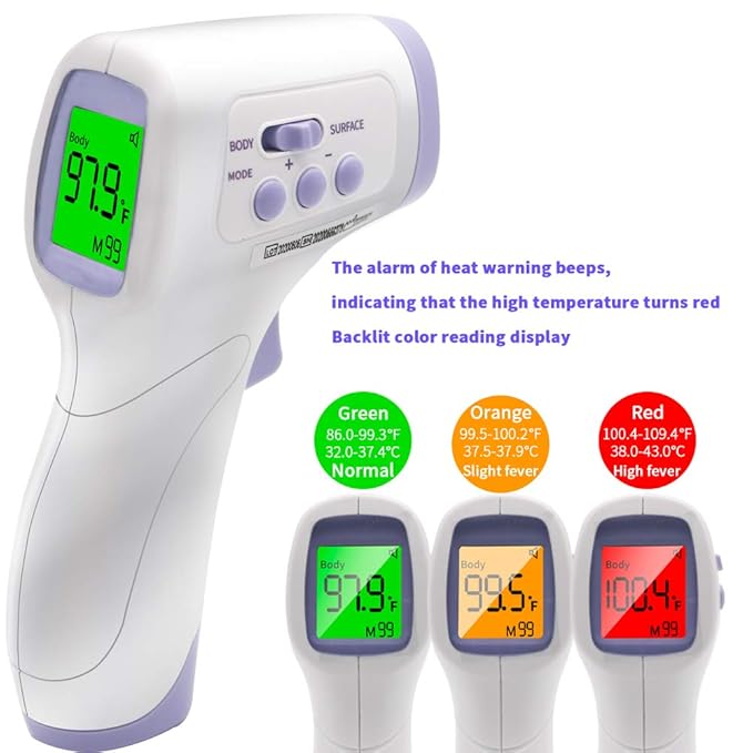 Forehead Thermometer for Adults and Kids, Touchless Infrared Thermometer with LCD Display and Instant Readings