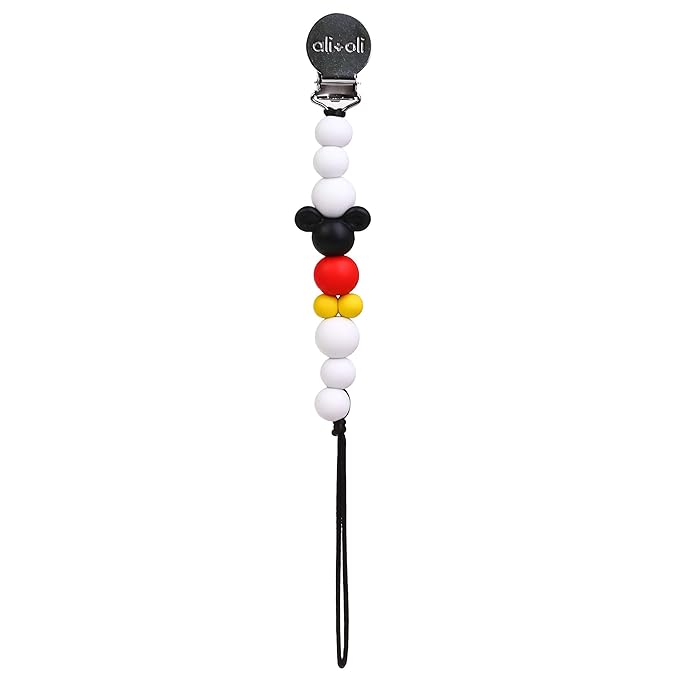 Ali+Oli Silicone Pacifier Clip for Baby (Mouse) 100% Food-Grade BPA Free Newborn Pacifier Holder Infant Binky Clip for Baby Boy or Girl