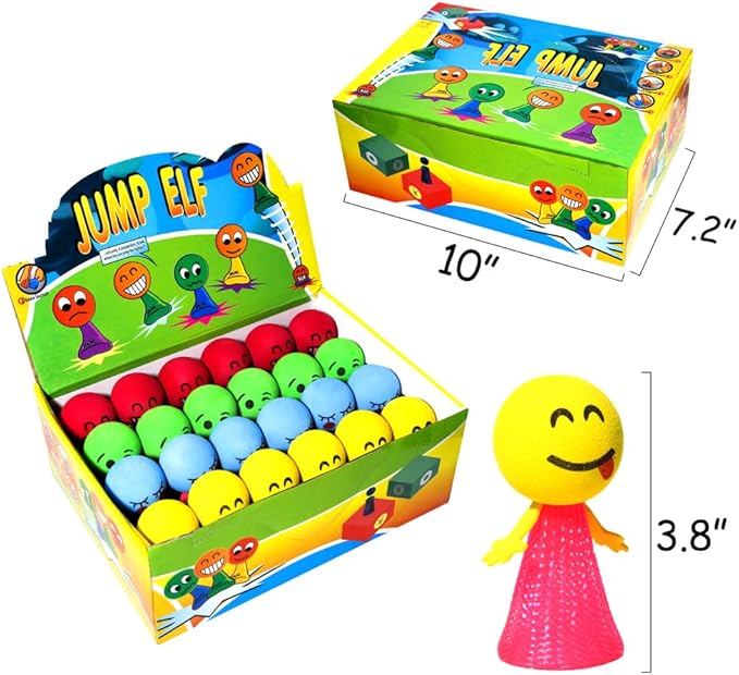 PROLOSO Jumping Popper Colorful Spring Launchers Bouncy Toy Balls 24 Pcs