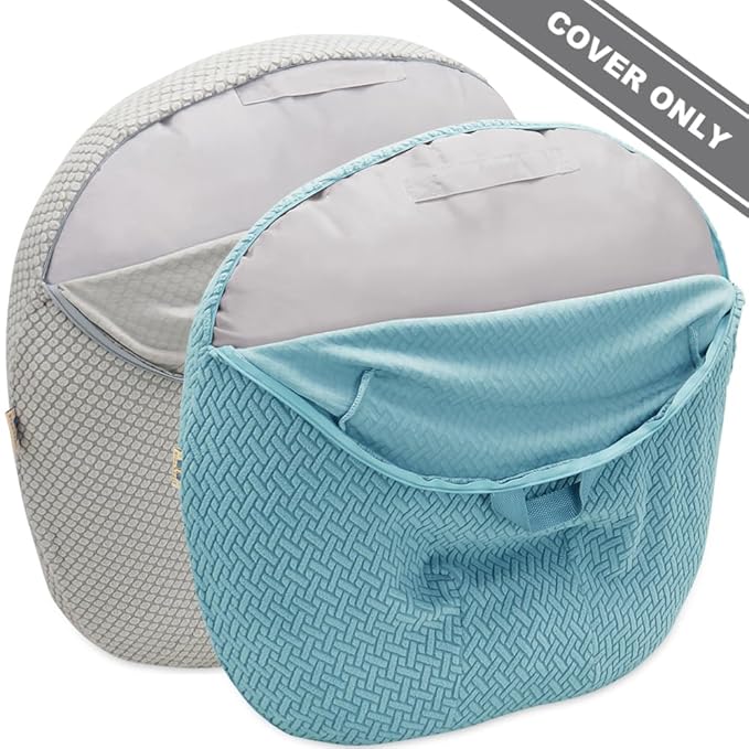 Strechy Newborn Lounger Cover, Removable and Ultra Soft Sung Fitted Baby Lounger Slipcover by BlueSnail (2 Pack, Lake Blue+Light Gray)
