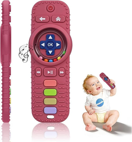 Baby RattlesTeething Toy for Babies 3-6-12 Months, Teething Relief, Silicone Infant Teethers TV Remote Shaped, Toddlers Sensory Toys, Newborn Must
