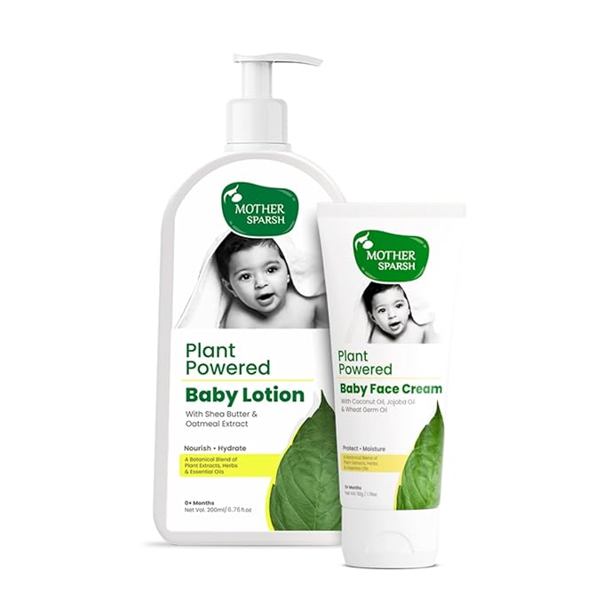 Mother Sparsh Plant Powered Natural Baby Face Cream, 50g + Plant Powered Natural Baby Lotion, 200 ml