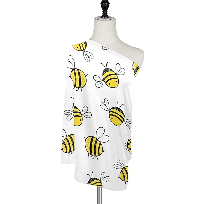 Blueangle Flying Bumble Bees Infant Car Seat Cover, The Stretchy Nursing Scarf, Car Seat Canopy, Shopping Cart Cover and High Chair Cover