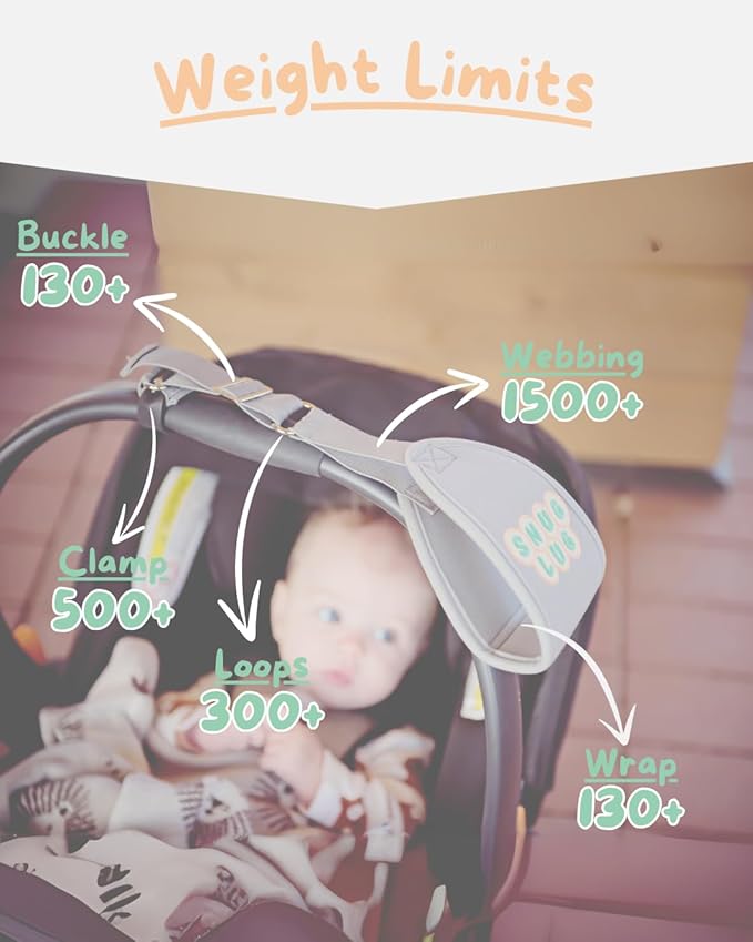 Infant Car Seat Carrier Strap – Baby Seat Carrying Handle Aid, Arm Support Wrap for Easy Lifting, Ergonomic Comfort, Grey