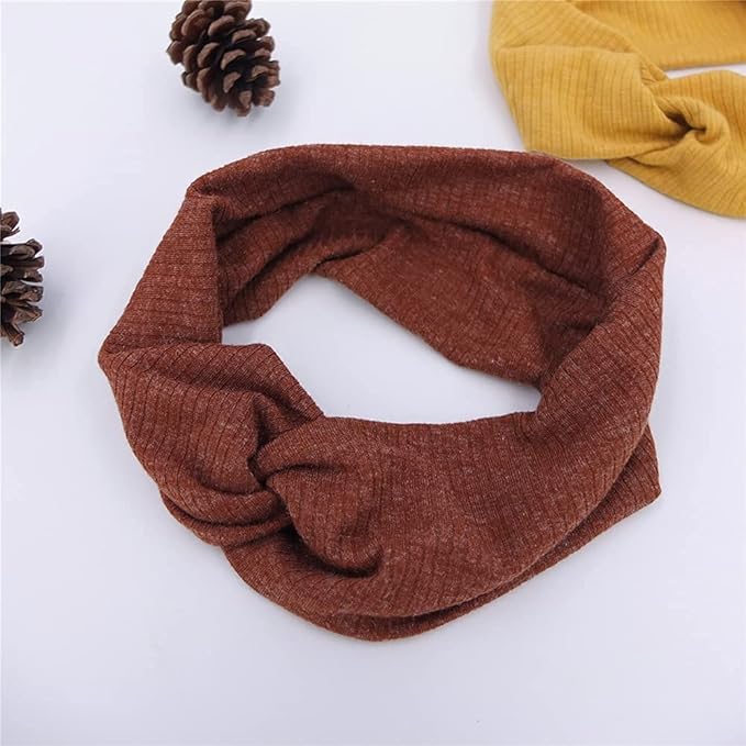 Sugarmelon Mommy and Me Headband Set Mother Baby Matching Turban Headband for Toddler Baby Girls Women Scrunchies Hair Bow Hairbands (Mustard and Golden Brown)