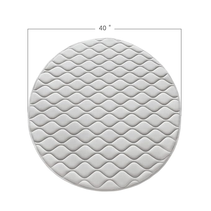 Biloban Foam Play Mat 40×40, Muslin One-Piece Crawling Mat for Baby & Toddler to Play on Floor, Non Slip, Grey