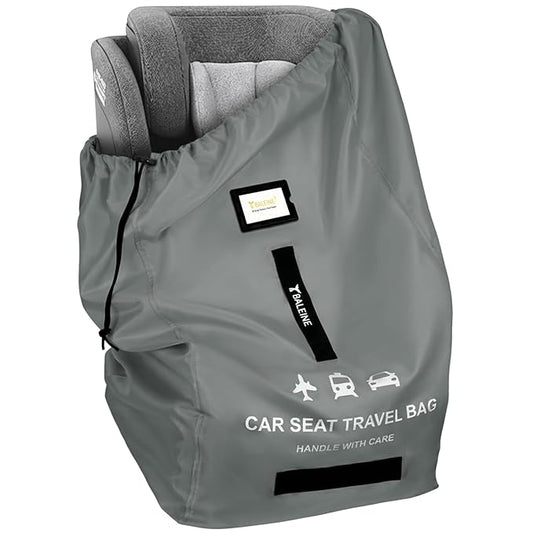 BALEINE Car Seat Travel Bag for Airplane, Water-Resistant Car Seat Bags for Air Travel, Foldable Cover with 3 Handles, Fits Toddler Carseat, Convertible and Booster Seats (Gray)