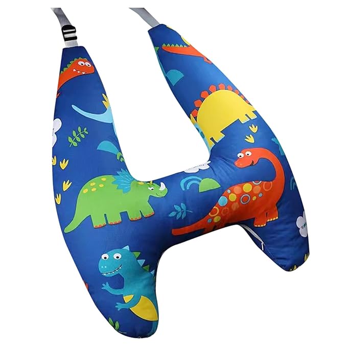 Generic Car Seat Belt Pillow and Adjuster Kit for Kids, Travel Pillow Headrest Neck Support Cushion Seatbelt Cover and Safety Strap Protection Pad for Body Protector Rest (Dinosaur)