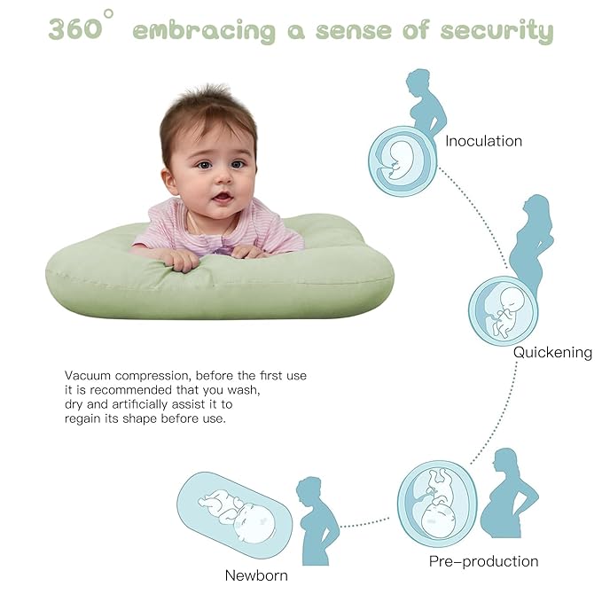 Baby Lounger for Newborn, Bionic Design Baby Lounger, Soft Organic Cotton Breathable Lounger for Infants 0-18 Months (Green)